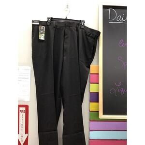 Haggar premium comfort flat classic fit dress pants 46x30 black stretch new